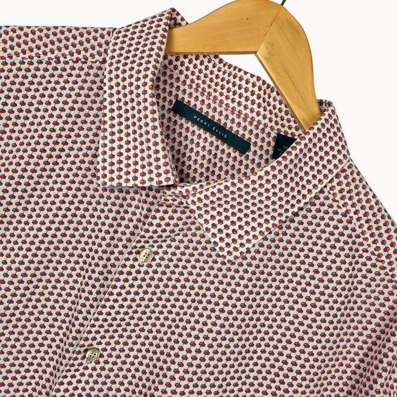 Perry Ellis Other - Perry Ellis Mens Button Down Shirt 2X Geometric Print 100% Cotton Casual Comfort